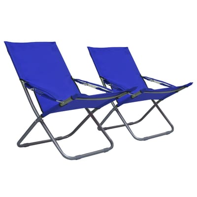 vidaXL - Opklapbare - stoelen, - 2 - stuks, - stof, - blauw