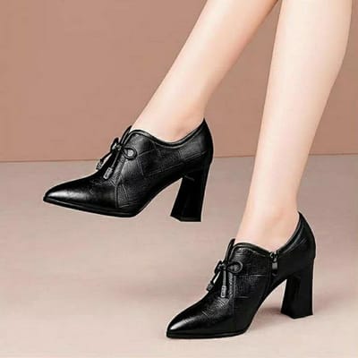 Herfst Diepe Hoge Hakken Vrouw ,Microvezel Lederen Schoenen ,Dames Pumps ,Puntige Neus ,Mode Schoenen Voor Vrouwelijk ,Blokhiel ,Zwart 39 zwart