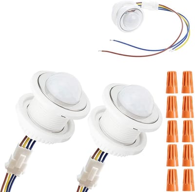PIR Bewegingssensor met Draaiknop - Bewegingsmelder voor Binnenverlichting - Infrarood Sensor 2-Pack
