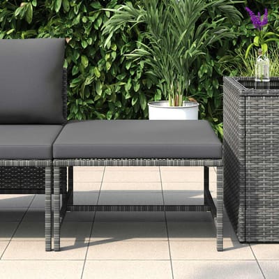 vidaXL - Voetensteun - sectioneel - met - kussen - poly - rattan - grijs