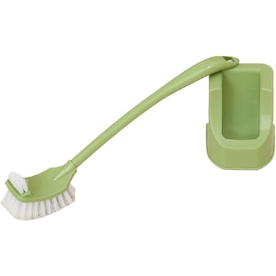 Ensemble de brosses de toilette en plastique à double face, support pour brosse de toilette, pour maison, hôtel, chambre à coucher vert