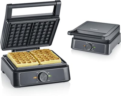 Wafelijzer Belgisch - Wafelmaker Wafels - Thuis Wafels Bakken - PFAS-vrije Coating - 1600 Watt - Zwart Roestvrijstaal