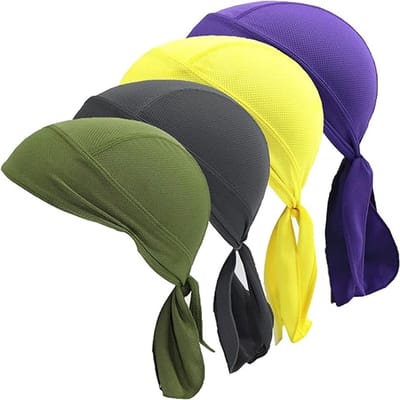 4-delige outdoor sport hoofdband - 30×15cm - Stijlvol en veelzijdig - Fietsmuts - Sportmuts met zonbescherming voor de zomer - Vochtregulerend - Ademend en lichtgewicht - Unisex - Paars, geel, groen, donkergrijs