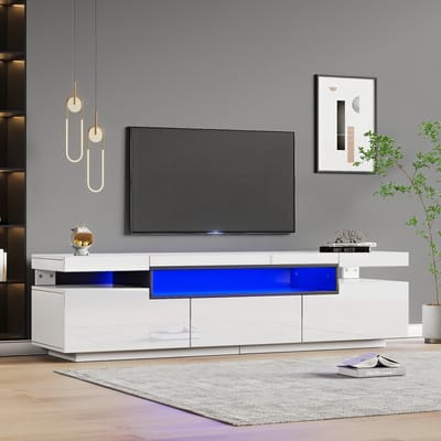 Sweiko TV-meubel - Hoogglans - met LED verlichting - 3 laden - Wit