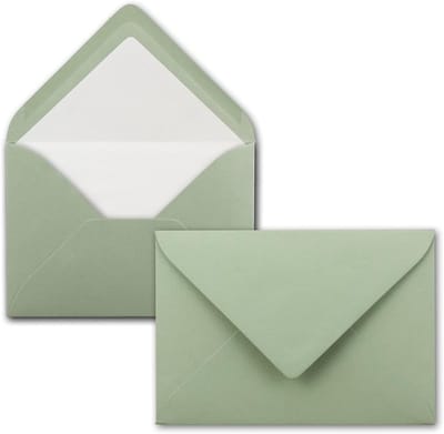200 Eucalyptus Kleurenveloppen DIN B6 met Witte Zijdevoering - Enveloppen 12.5 x 17.5 cm