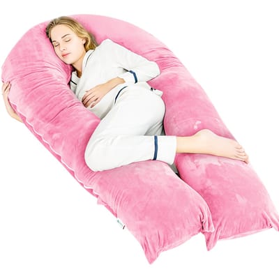 Avalo Zwangerschapskussen XXL 280 cm - U-Vorm Voedingskussen & Zijslaapkussen - Body Pillow - Lichaamskussen - Roze