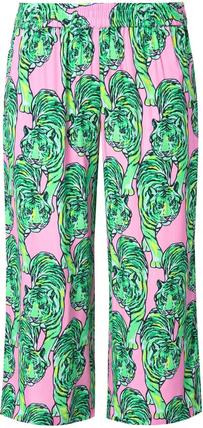 Angel of Style - Dames - Broek wijde pijpen luipaardmotief - Meigroen - Maat 50