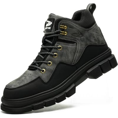 Chaussures de sécurité pour hommes, respirantes, avec embout en acier, résistantes aux chocs et aux perforations, mi-montantes. 41 noir