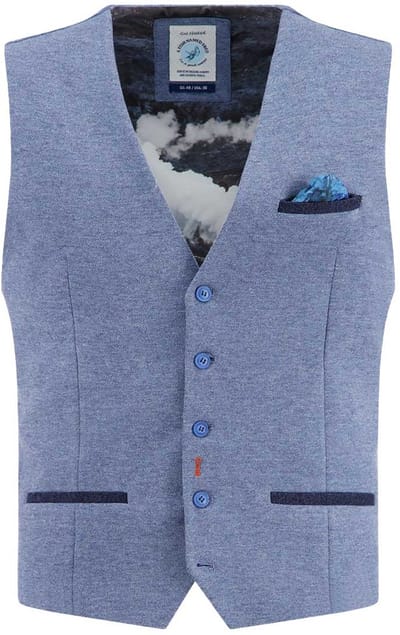 A Fish Named Fred gilets blauw gemeleerd normale fit