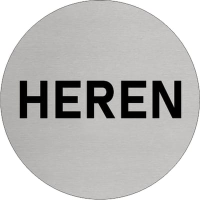 CombiCraft Aluminium Deurbordje 'HEREN' voor aanduiding van herentoiletten en -kleedkamers, Ø75mm met dubbelzijdig tape op de achterkant