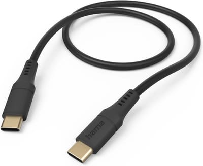 Hama Silicone USB-C naar USB-C Kabel - Oplaadkabel geschikt voor Smartphone / tablet / ipad - 3A USB 2.0 - 480Mbps - 150cm - Zwart