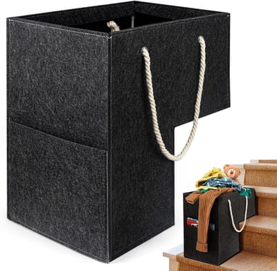 Trap Opbergmand - Trapbak Vilten - Ruimte Organiseren - L-vormig Ontwerp - 42 x 42 x 255 cm - Donkergrijs