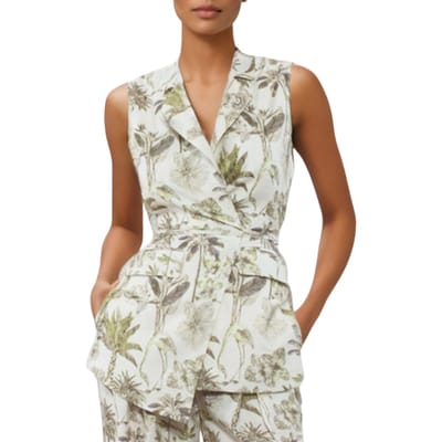 Goa Goa Vrouwenvest Hansel Fantasia Jungle wit groen viscose lichtgewicht 15200097/523