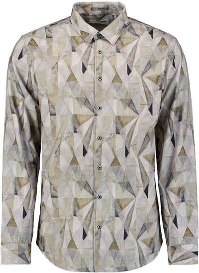 No Excess Shirt Allover Printed Fine Corduroy Light Moss Größe: S | Casual hemden Outlet | Herren