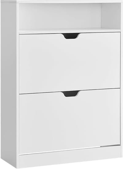 MAZAZU - Schoenenkast - 2 Klapdeuren - Halmeubel - Wit - 80x24x102