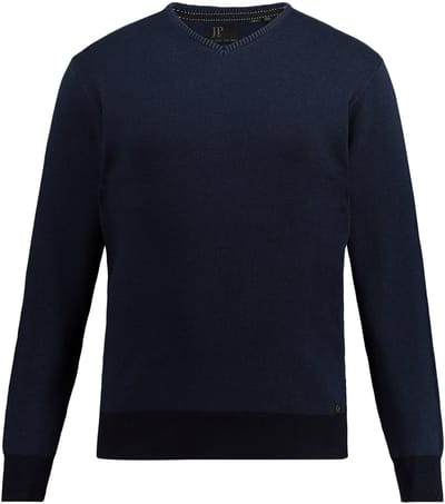 JP 1880 - Heren - Trui CashmereTouch fijn breisel V-hals - Navy blauw - Maat XL