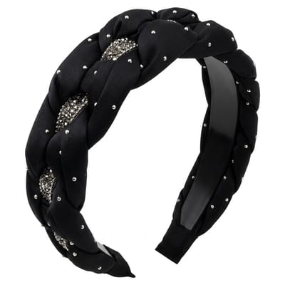 Zwart diadeem dames gedraaid strass brede rand met tanden antislip haarband elegant haar accessoire voor gezicht wassen en uitgaan
