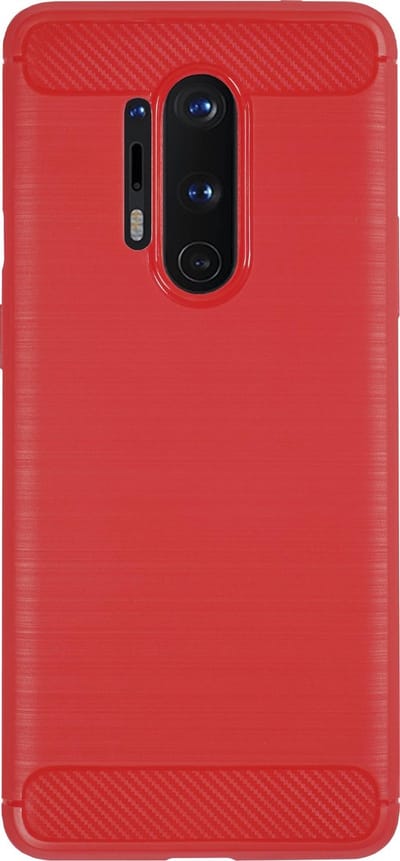 BMAX Carbon soft case hoesje geschikt voor Oneplus 8 Pro / Soft cover / Telefoonhoesje / Beschermhoesje / Telefoonbescherming - Rood
