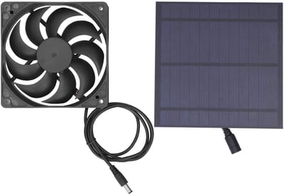 Dailygoody - Zonnepaneelkit - Monokristallijn Silicium - Draagbaar en efficiënt - 5 Watt - Voor kassen en dierenhokken - Inclusief ventilator - Handig...