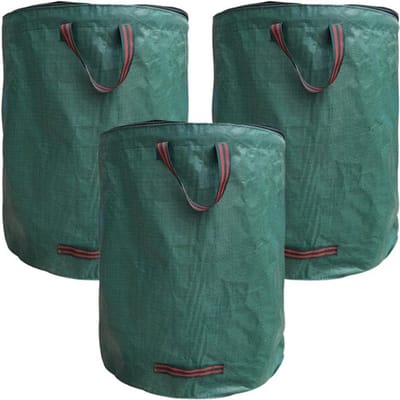 Set van 3 Tuinafvalzakken 120L met Deksel - Duurzame Polypropyleen Zak voor Bladeren, Gras en Tuinafval, 45 x 76 cm