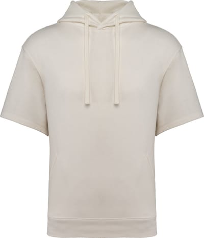Native Spirit Duurzame unisex sweater met capuchon en korte afhangende mouwen French Terry NS406 - Ivory - 3XL