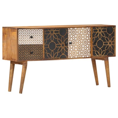 vidaXL - Dressoir - met - geprint - patroon - 130x30x70 - cm - massief - mangohout