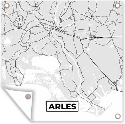 Tuin poster Kaart – Stadskaart – Frankrijk - Arles - Plattegrond - 200x200 cm - Tuindoek