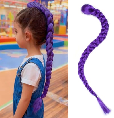 26-inch (ca. 66,0 cm) Paarse Gevlochten Paardenstaart — Vooruitgerekt Paars Haar voor Vlechten, Handige Clip-in Paardenstaart voor Cosplay en Halloweenkostuums