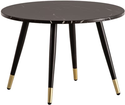 salontafel 60x60x41 cm met marmerlook zwart modern, design woonkamertafel met metalen frame, salontafel ronde tafel, bijzettafel woonkamer