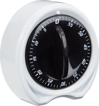 kookwekker - 1 uur interval - ringend geluid - mechanisch - 8 cm - wit-zwart