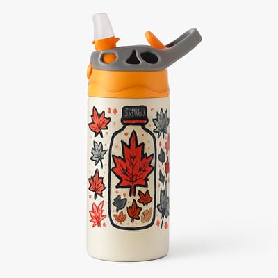 Kleurrijke Popart Drinkfles – Design Drinkfles voor Kunst Liefhebbers en Creatievelingen - Waterfles voor kinderen (wit/oranje)