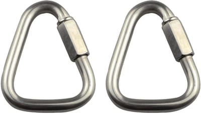 Dailygoods - Roestvrijstalen karabijnhaak - Snelsluiting - Zwaar belastbaar - Driehoekig formaat - Voor kamperen - Inclusief 2 stuks