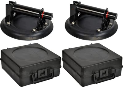 Vacuüm zuignappen - Glaslift set - Vlakke oppervlakken tillen - 75 kg draagkracht - 205 mm zuigplaat - Zwart