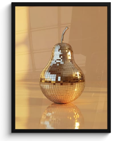 Fotolijst inclusief poster - Posterlijst 50x70 cm - Posters - Goud - Disco - Glitter - Peer - Foto in lijst - Keuken decoratie muur - Wanddecoratie accessoires - Muurdecoratie - Schilderijen