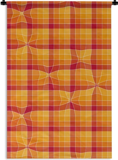 Wandkleed - Wanddoek - Oranje - Patronen - Abstract - 60x90 cm - Wandtapijt