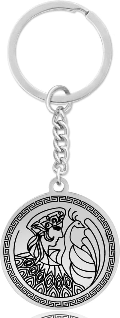 Griekse God Hera Sleutelhanger - Zilverkleurige Mythologie Talisman - Roestvrij Staal - Olympus Cadeau - Pax Amare