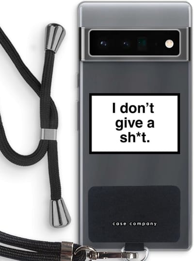 Case Company® - Hoesje met koord geschikt voor Google Pixel 6 Pro hoesje met Koord - Don't give a shit - Telefoonhoesje met Zwart Koord - Bescherming aan alle Kanten en Over de Schermrand