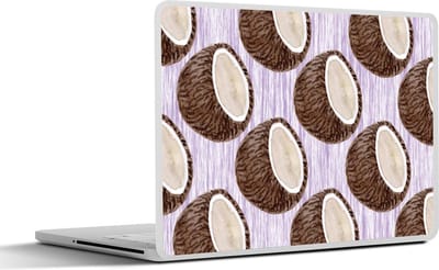 Laptop sticker - 13.3 inch - Kokosnoot - Paars - Patroon - 31x22,5cm - Laptopstickers - Laptop skin - Cover