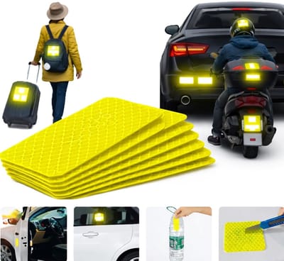 Rechthoekige Auto Reflecterende Stickers – 10 Stuks – Neon Geel – Zelfklevende Waarschuwingsstickers – Voor Auto, Fiets & Motor
