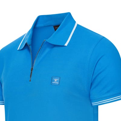 Cappuccino Italia - Heren Polo SS Torino Zip - Blauw - Maat S