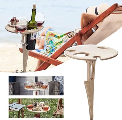 Draagbare outdoor wijntafel, inklapbare wijntafel, wijntafel, draagbaar, wijncadeau, draagbare wijntafel voor tuin, kleine strandtafel, klaptafel voor buiten
