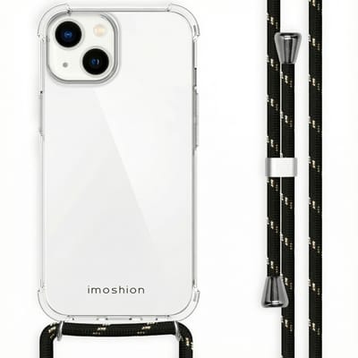 imoshion Hoesje - Geschikt voor Apple iPhone 14 - Backcover met koord - Zwart & Goud