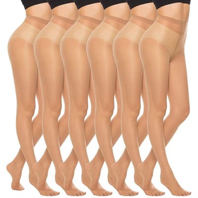 Kave 6 Paires Bas Collants Grande Taille Pour Femmes Collants 20 Deniers Bas Fins Élastiques Mince Long XL 71-75kg beige