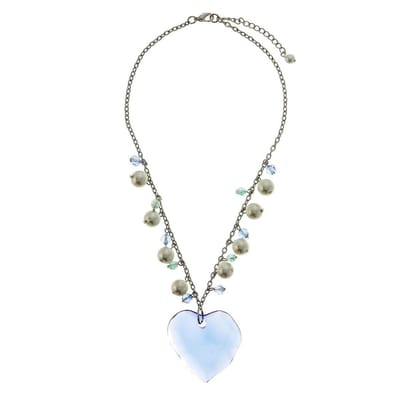 Behave - Ketting met blauw hart en parels - Fris & romantisch