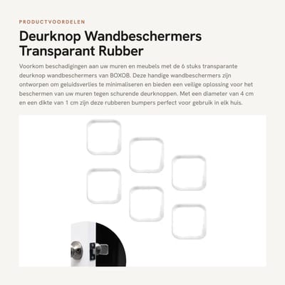 Dailygoods- Deurstoppers 6 Stuks - Transparante Deurstoppers - Rubber Wandbeschermers - Geluidsdempers - 4x4x1 cm - Zelfklevend - Wandbescherming