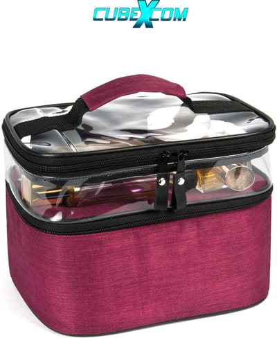 Toilettas, Make Up Tasje, Make Up Koffer, Beautycase, Make Up Organizer, Make Up Tas, Toilettas Dames, Make Up Tas Organizer, Make Up Etui, Beautycase Koffer, Doorzichtige Toilettas, Transparante Toilettas, Moederdag Cadea,24x18x24 CM, ROZE