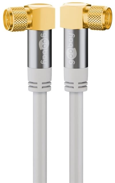 Goobay F (m) - F (m) coaxkabel | 135 dB | koper | haaks | verguld | wit | 1 meter