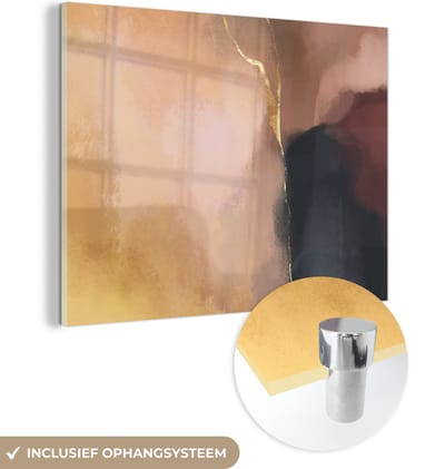 MuchoWow® Glasschilderij 120x90 cm - Schilderij acrylglas - Abstract - Verf - Pastel - Foto op glas - Schilderijen