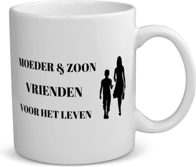 Akyol - moeder en zoon vrienden voor het leven koffiemok - theemok - Vriend - moeder/zoon - moeder cadeautjes - moederdag - verjaardag - geschenk - kado - zoon - zoon artikelen - verjaardag zoon - 350 ML inhoud