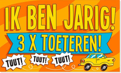 BTH - Gevelvlag Ik Ben Jarig - 150x90cm - XXL Polyester Vlag - Vlag - Feestvlaggen - Flag - Verjaardag - Decoratie - 1x